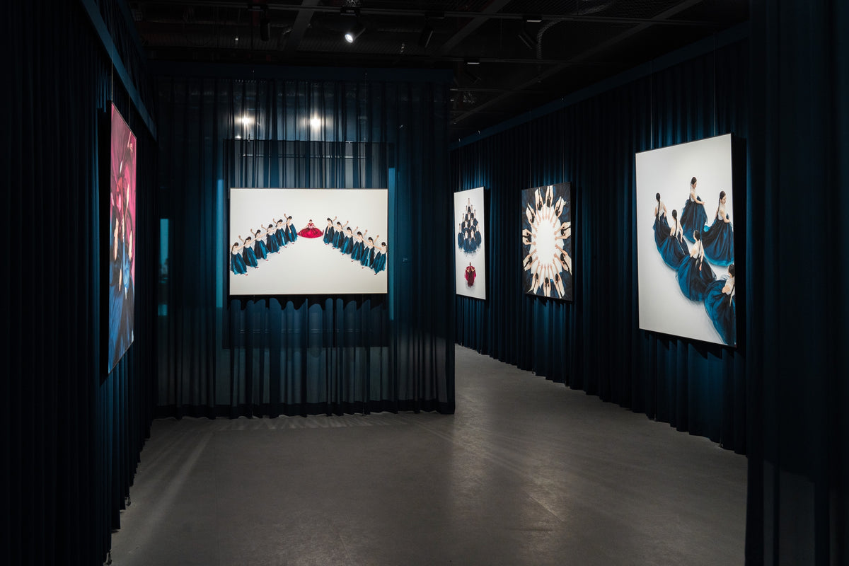 Korean still room with blue curtains, Moving Life, Still Art exhibition, Seoul